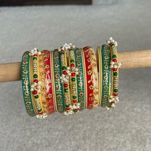 Thick Green and Red Bangles